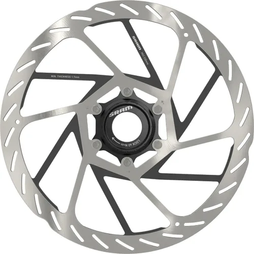 Rotor de freno de disco SRAM HS2 - 180mm, bloqueo central, redondeado, plateado/negro