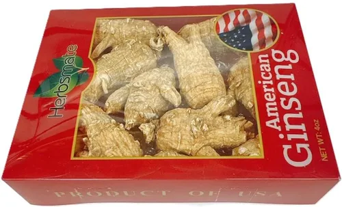 Miniatura 2 de Seleccionado a mano de ginseng americano de grado A grande, redondo, tamaño jumbo (caja de 4 onzas)