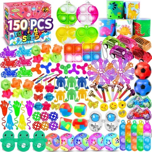 BicMan 150 recuerdos de fiesta para niños de 3 a 5 4 a 8, paquete de juguetes para ansiedad, bolsas de regalo, premios de carnaval, rellenos de caja