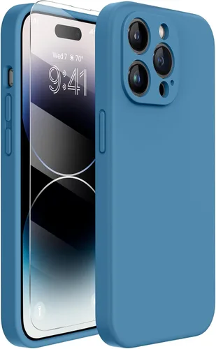 Miniatura 52 de Miracase Funda diseñada para iPhone 13, con protector de pantalla de vidrio templado, forro de microfibra suave antiarañazos, funda de goma