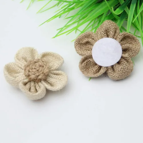 Miniatura 3 de Abaodam Flores de encaje de arpillera, 10 mini rosas de yute simuladas para bricolaje, bodas, fiestas, decoración rústica de manualidades, adornos