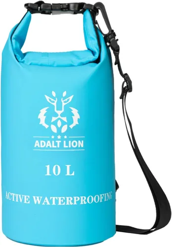 Miniatura 8 de Bolsa seca impermeable 5L/10L/20L - Mochila impermeable enrollable para kayak con doble cierre de cremallera y correa de hombro ajustable, Negro, 5