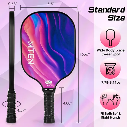 Miniatura 5 de Pickleball Paddles Set of 2 or 4, or Single Paddle – USAPA Approved Fiberglass Surface Pickleball Rackets Set for Men & Women