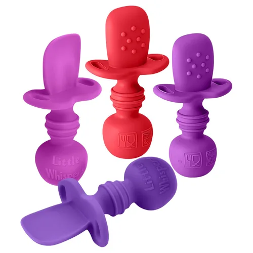 Miniatura 10 de LittleWhispers - Cucharas de silicona para bebés, autoservicio de 6 meses, utensilios aptos para bebés, niños pequeños y niños, primera etapa, Pinks