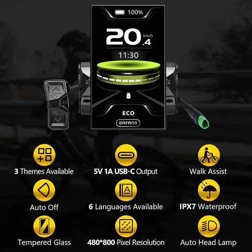 Miniatura 3 de BAFANG Display DPC18/C010 for BBS01B BBS02B BBSHD M400, M500 Mid Motor Pedal Assist eBike Computer Display with Automatic Backlight UART/CAN Protocol