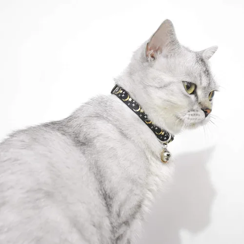Miniatura 2 de 2 collares de gato con campana, bonitos collares ajustables para gatitos con accesorios (azul negro)