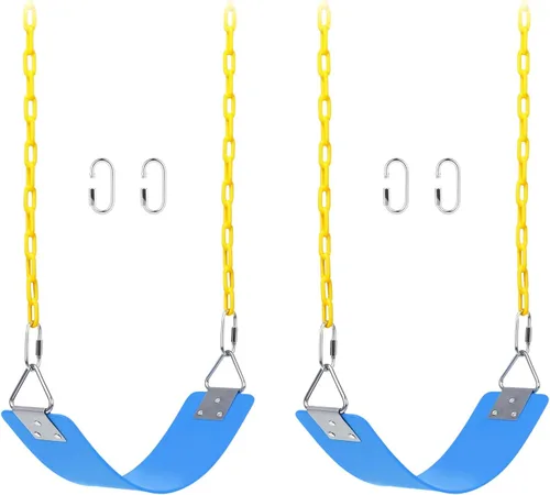 Miniatura 13 de AGPTEK Juego de columpios, asiento con cadenas antioxidantes de 66 pulgadas con revestimiento termoplástico, soporta 250 libras, accesorios de cojín