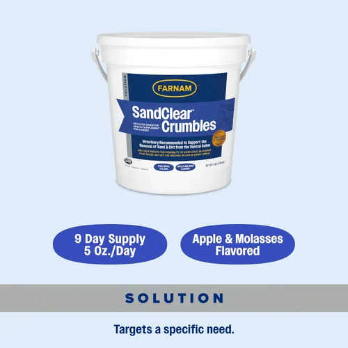 Miniatura 8 de Farnam SandClear Psyllium Crumbles Suplemento para caballos, ayuda a eliminar la arena del colon y apoya la salud digestiva, sabor a manzana/melaza