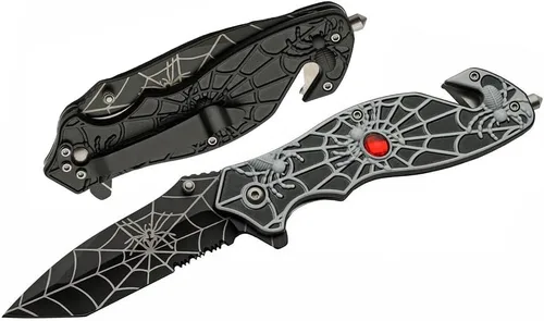 Miniatura 2 de RRS Black Widow Spider Gothic Fantasy Tanto Cuchillo de bolsillo con clip