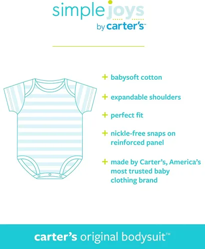 Miniatura 5 de Simple Joys by Carters Body unisex de manga corta para bebés paquete de 8