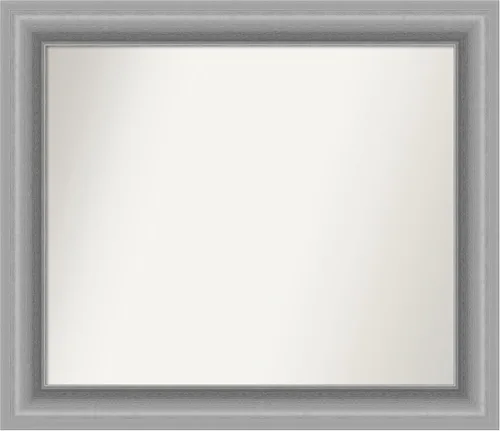 Miniatura 196 de Amanti Art Espejo de baño plateado para sobre fregadero, 26 x 26 pulgadas, espejo cuadrado de níquel pulido, marco de madera tradicional mediano, se