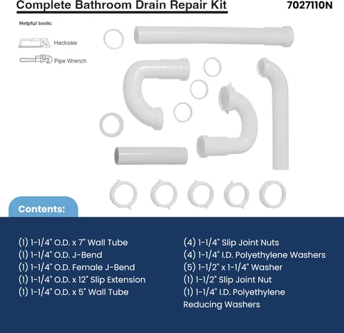 Miniatura 2 de Kit Completo de Reparación de Drenaje de Lavabo de Baño de 15 Piezas Waxman PlumbCraft 7027110N, Varias Tuberías de Drenaje de Lavabo de Baño