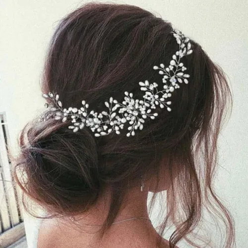 Miniatura 2 de Asooll Tocado nupcial de plata accesorios para el cabello de boda Rhinestone piezas para el cabello para mujeres