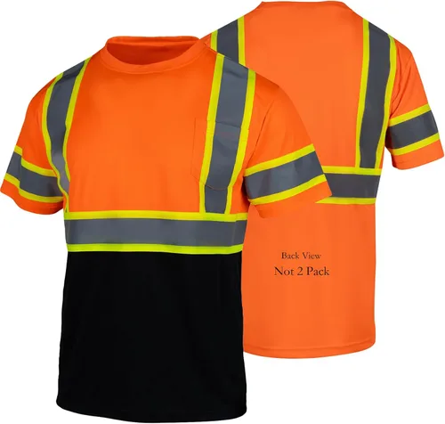 Miniatura 11 de FONIRRA Camisa reflectante de seguridad de alta visibilidad para hombres ANSI Clase 3 Hi Vis, camisas de trabajo de construcción con manga corta Azul