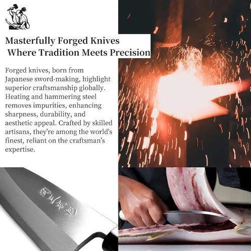 Miniatura 5 de Seki Sanbonsugi - Cuchillo japonés Deba de 5.906 in (5.9 pulgadas), para zurdos, acero blanco de alto carbono, fabricado en Japón, mango de magnolia