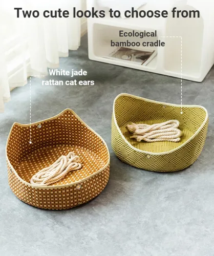 Miniatura 3 de Hamaca de ratán para gatos, cesta colgante de verano para balcón, cama de gato, nido de sol, jaula, suministros para mascotas