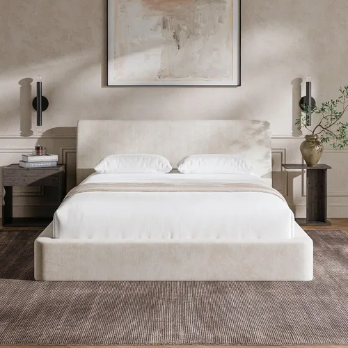 Miniatura 15 de RECCI AirFrame - Base de cama tamaño King con cabecera ergonómica acolchada de espuma en ángulo, marco de cama de plataforma de diseño minimalista