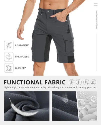 Miniatura 5 de Pantalón corto Cycorld para ciclismo de montaña, bolsillos con cierre de cremallera, liviano, ligero de ajuste, para hombre