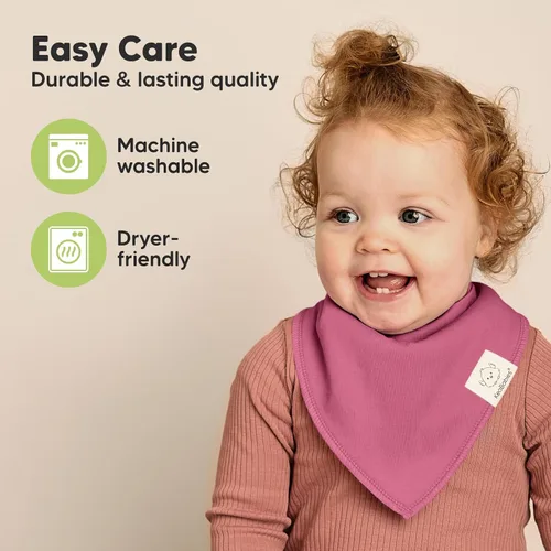 Miniatura 7 de KeaBabies 8 unidades de baberos orgánicos tipo bandana para niñas - Baberos tipo triángulo súper absorbentes para bebés que babean y están en Lila