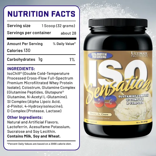Miniatura 7 de Ultimate Nutrition ISO Sensation 93 polvo aislante de proteína de suero puro con 1.06 onzas de proteína de bajo contenido de carbohidratos, proteína