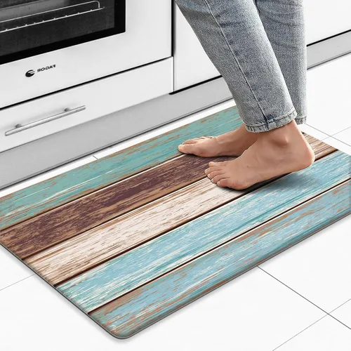Miniatura 11 de MAYHMYO Alfombra de Cocina Anti Fatiga Tapete de Cocina Acolchado Negro Plantas Florales Lindas Alfombras de Cocina Vintage Antideslizantes