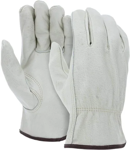 ATERET 24 pares de guantes de trabajo de cuero vacuno resistentes y duraderos, talla XL I Guantes para conductores de camiones, almacenes,