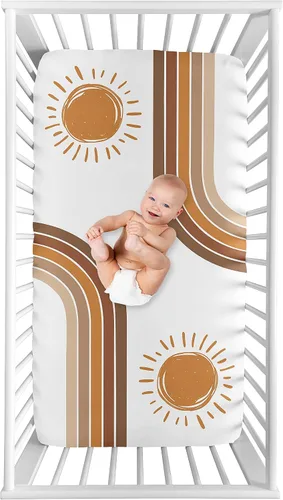 Miniatura 12 de Sweet Jojo Designs Mini sábana bajera para cuna para bebé (blanco y amarillo bohemio) para niñas o niños, guardería de recién nacidos/bebés, patios