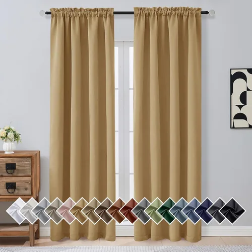 Miniatura 41 de OVZME Cortinas opacas turquesa para tratamiento de ventanas pequeñas, cortinas cortas con bloqueo de luz para ventana de cocina sobre el fregadero