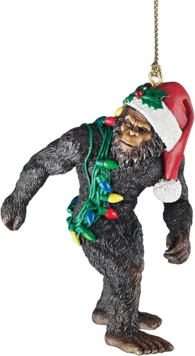 Design Toscano yeti con sombrero de Papá Noel, divertido adorno navideño para árbol de Navidad, 5,1 cm de ancho, 2,5 cm de profundidad, 7,6 cm de
