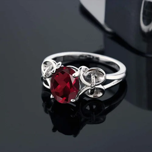 Miniatura 132 de Gem Stone King Anillo de compromiso ovalado con piedra natal para mujer, plata de ley 925, ovalado de 0.354 x 0.276 in, anillo de compromiso