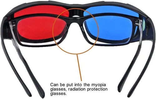 Miniatura 2 de BIAL Paquete de 2 gafas 3D rojo-azul con estuche de tela de vidrio cian anaglifo estilo simple juego de película 3D - actualización adicional