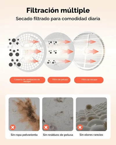 Miniatura 6 de EUHOMY Secadora portátil de 1.5 pies cúbicos con 4 programas de secado, capacidad de ropa de 5.5 libras, acabado de espejo y panel LCD, secadora