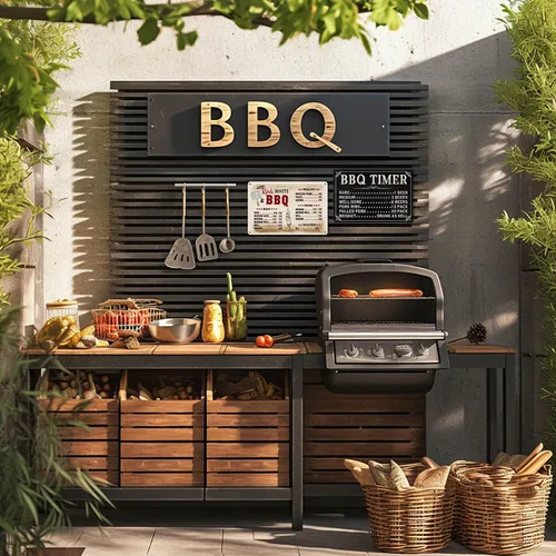 Miniatura 4 de Letreros de barbacoa para exteriores, temporizador de barbacoa, letreros de metal divertidos para cocina, patio, bar, decoración de pared, barbacoa