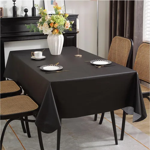 SASTYBALE Mantel de vinilo con respaldo de franela impermeable y resistente al aceite, manteles de plástico para mesas rectangulares, manteles de