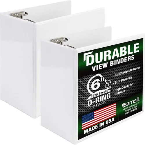 Miniatura 138 de Samsill Carpeta duradera de 1.5 pulgadas, fabricada en los Estados Unidos, carpeta de anillos en D, carpeta transparente personalizable, color rojo