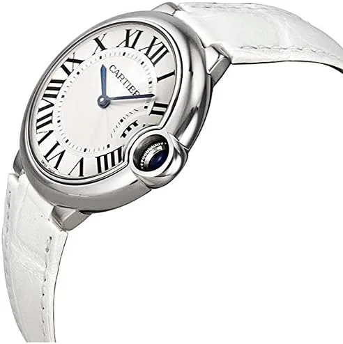 Miniatura 2 de Cartier Ballon Bleu W6920087 - Reloj para mujer de cuero blanco, Plateado