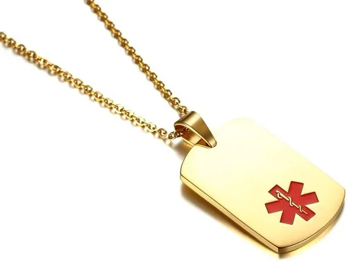 Miniatura 11 de VNOX Collar con colgante personalizado de acero inoxidable con grabado personalizado para identificación de alerta médica de emergencia para hombres
