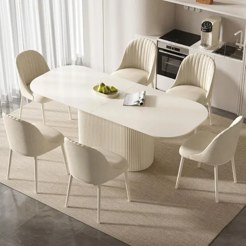 Miniatura 36 de Mesa de comedor ovalada de 63 pulgadas para 2-6 personas, mesa de cocina negra moderna, mesa de comedor rectangular de lujo, mesa de comedor