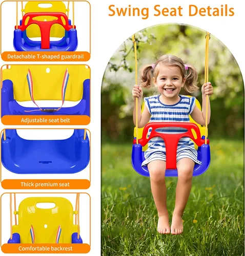 Miniatura 3 de Juego de columpios 3 en 1 para niños pequeños, columpio plegable con soporte, para interiores y exteriores, columpios multifuncionales para patio
