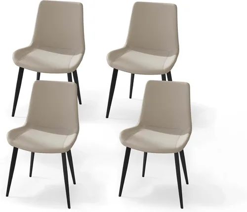 Miniatura 10 de Sillas de comedor con respaldo cómodo y patas de metal resistentes, modernas sillas tapizadas de piel sintética para cocina y oficina para comedor