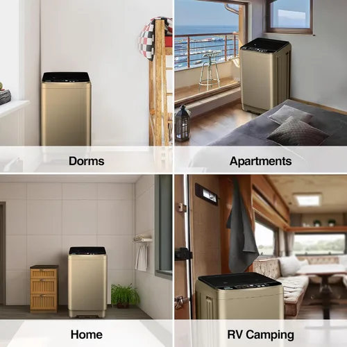 Miniatura 6 de Lavadora portátil completamente automática de 17.7 libras, pequeña lavadora para apartamento, programa de 10 lavados con manguera de drenaje