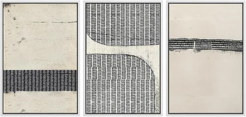 Miniatura 355 de SIGNWIN Lienzo enmarcado para pared, arte con pinceladas de flujo neutro en tonos beige abstractos, ilustraciones, arte moderno, decorativo