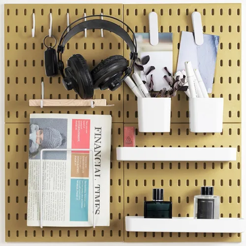 Miniatura 8 de MULSAME Kit combinado de tablero de clavijas, juego de almacenamiento montado en la pared con 4 tableros de clavijas y 14 accesorios para colgar
