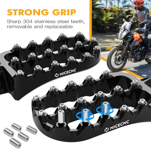 Miniatura 6 de NICECNC Estriberas planas horizontales negras de ángulo ancho estilo rally compatibles con KTM 390 Adventure 2020 2021 2022 2023, aluminio 6061