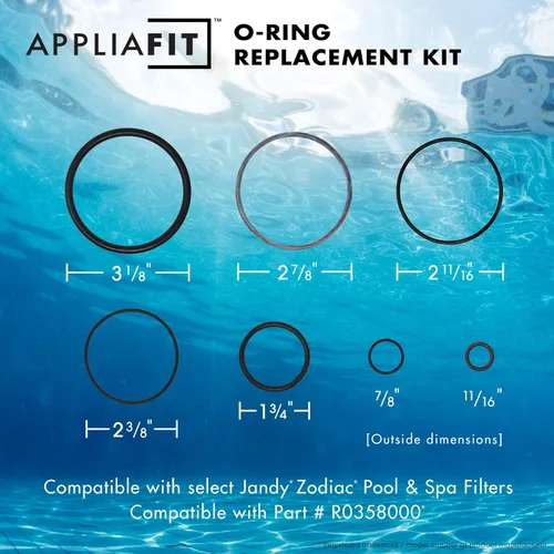 Miniatura 2 de AppliaFit Kit de repuesto de juntas tóricas compatible con Jandy Zodiac R0358000 para filtros de cartucho de piscina de la serie Select D.E., DEL