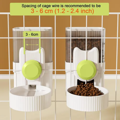 Miniatura 2 de Lemtrflo Comedero para conejos para jaulas, alimentador automático colgante para gatos y dispensador de agua, accesorios para jaula de hurones
