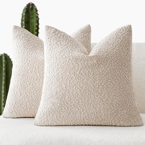 Miniatura 35 de Foindtower - Juego de 2 fundas decorativas de textura de bucle, fundas de almohada acentuadas, fundas de cojín sólidas, neutrales, para sofá, silla