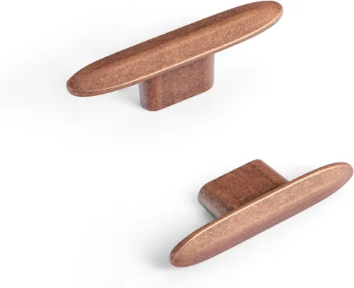 Goo-Ki - Juego de 6 tiradores de cajón de agujero único de cobre antiguo, pomos de gabinete - 56 mm de longitud completa, tiradores de barra de