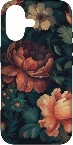 Vintage Dark Flower Pattern Moody Floral Case for iPhone 17
