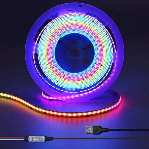 Miniatura 11 de DC 5V USB COB Tira de luz LED verde regulable IP65 resistente al agua alimentada por USB 6.6 pies/2M 640LEDs con regulador de brillo alto cinta